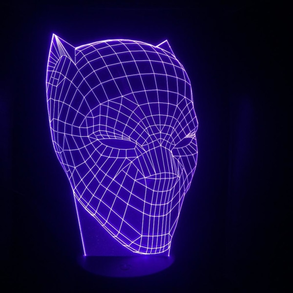 Färgglada Smart Touch Gradient Black Panther Head Led Ornament
