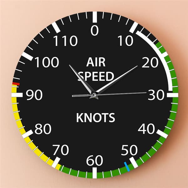 Airspeed väggklocka, 12 tums akryl flyginstrument cockpit-dekor