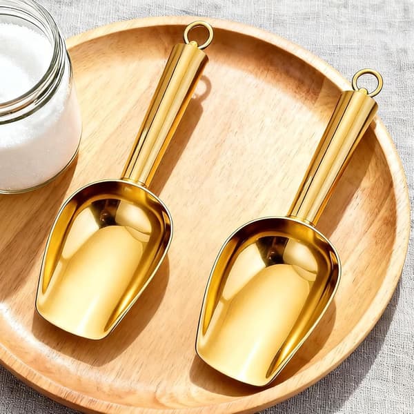 2-pak guld isskeer i rustfrit stål 3 oz madskovle til køkken og bar