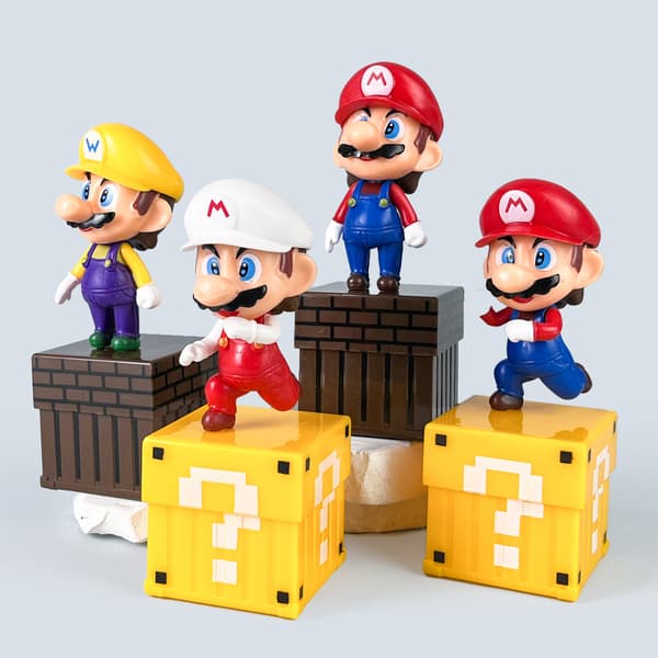 4 st Super Mario PVC-figurer 13 cm tecknad spelkaraktär modellset dekoration