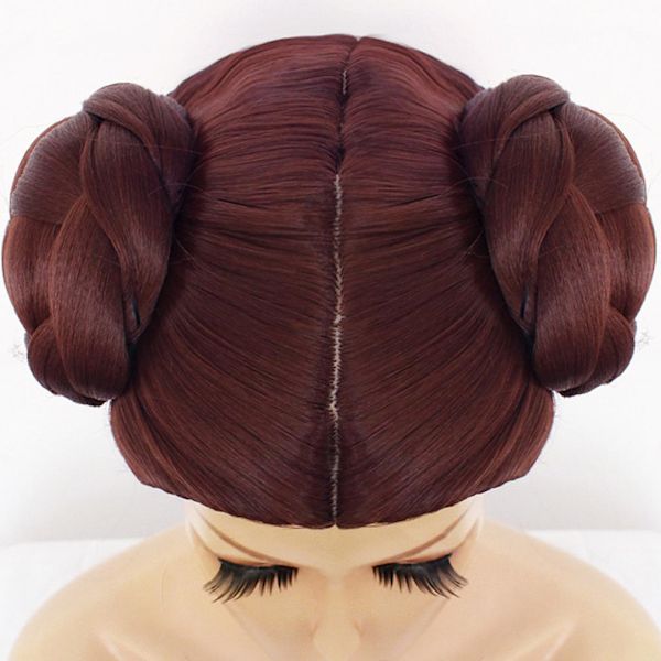 Star Wars Cosplay Peruker Princess Leia Double Buns Syntethår Peruker