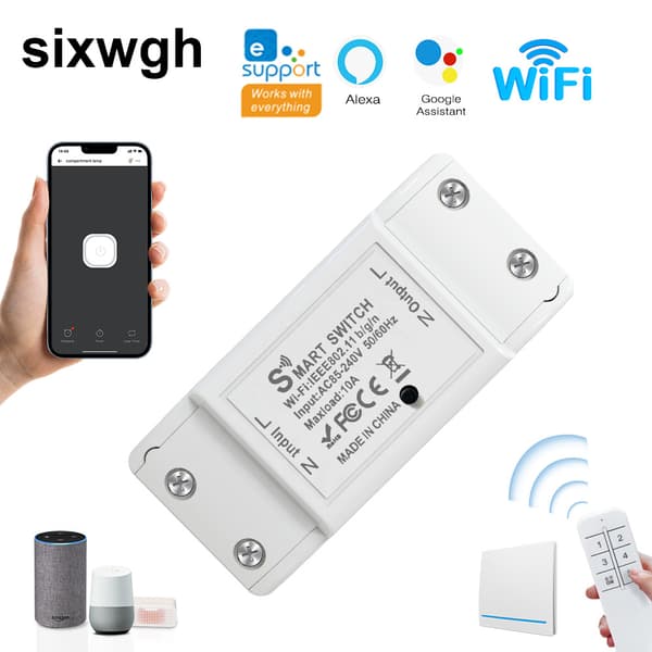10A WiFi Smart Switch Ewelink App Fjernbetjent Timer Relæmodul WHD06 Hvid