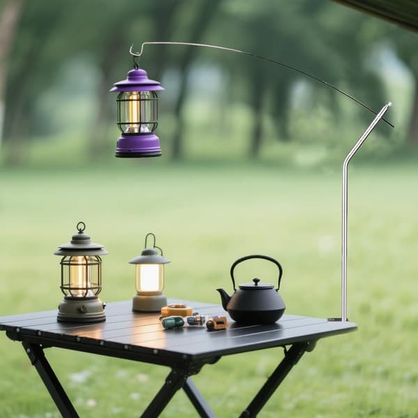 Campinglyktställ i aluminiumlegering med klämma för utomhusbruk