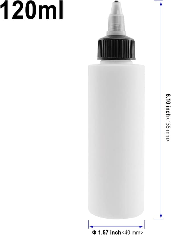 20-pack 120 ml klämflaskor med skruvkork för lim och färg