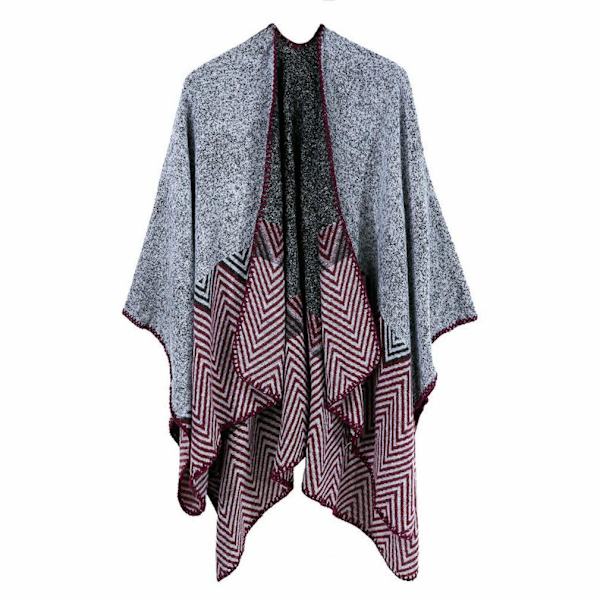 Tjocka Sjal Scarf Öppen Front Poncho Vinterkofta för Dam