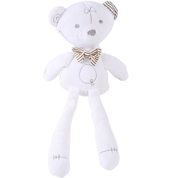 Vit björn bär rosett tecknad figur Rosa mjuk docka flicka plysch leksak