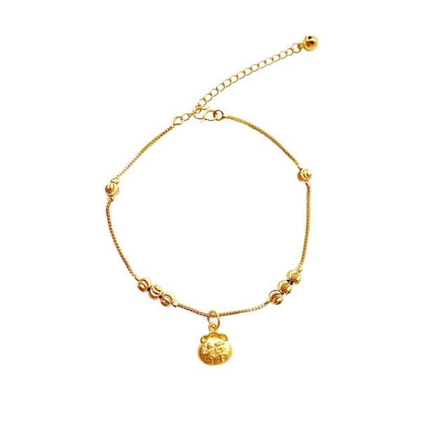 Guld färgfast ankelarmband fotkedja för kvinnor kvinnliga Lucky Beads