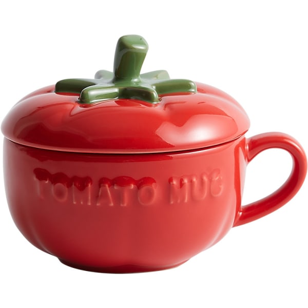 Tomatformad kopp med lock Keramisk kaffemugg Tekopp Nyhetspresent