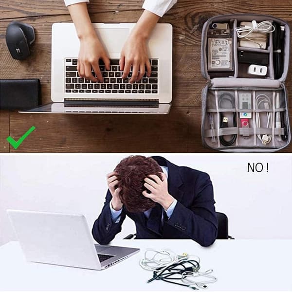 Rejse-elektronikorganizer til kabler, opladere, iPad og tilbehør