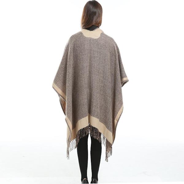 Dubbelsidig Sjal Wrap Pashmina filt Varm Lös Cardigant