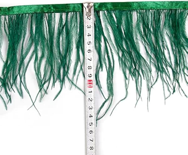 3 yards mørkegrøn strudsefjer-kantebånd 10-15 cm til kjoler og hobbyprojekter
