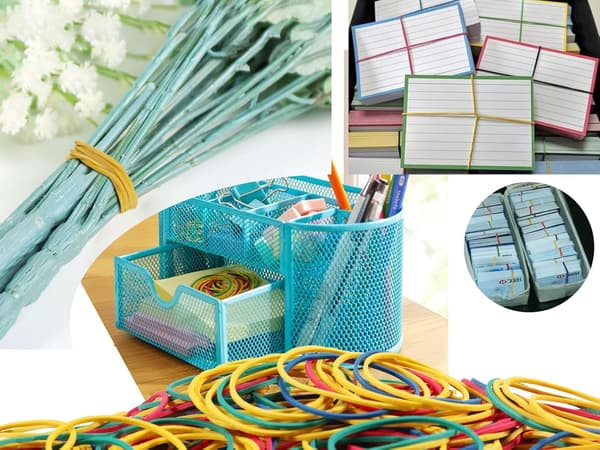 600-pak naturlige elastikker assorterede 2,5 3,8 5 cm til hjem, skole og kontor