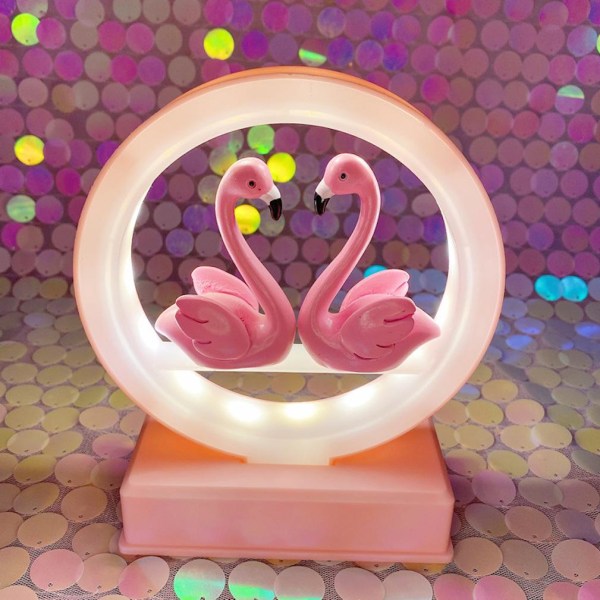 Rosa med musik Flamingo liten nattljus lampa dekoration
