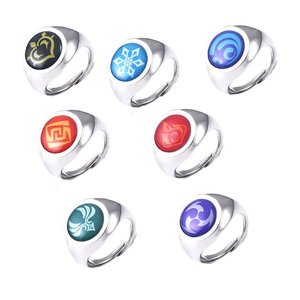 7st Genshin Aether Paimon Ring Anime Smycken Cosplay Ringar för män Kvinnor Justerbar