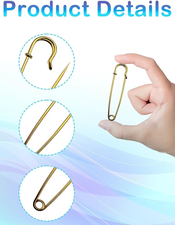 15 stk. sikkerhedsnåle, 6,3 cm, sort, guld, hvid, jern, hobby-sæt