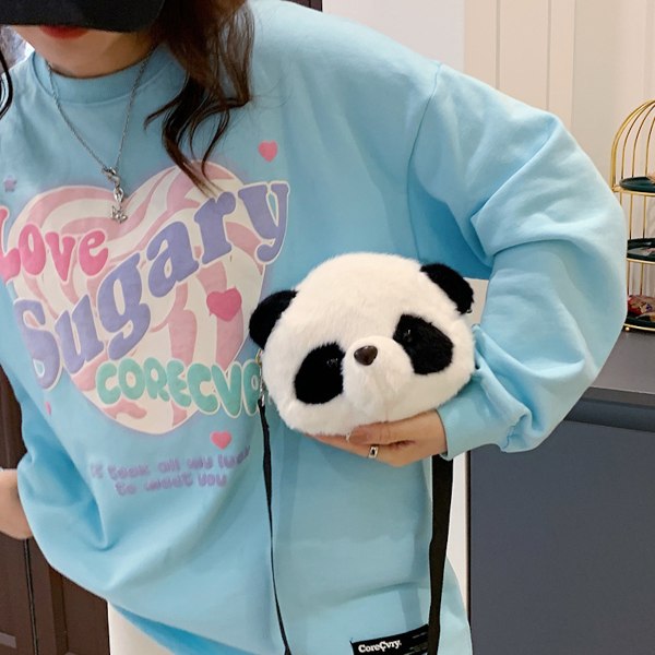 Bolsa mensageiro de ombro de panda de pele sintética bolsa tiracolo transversal para crianças