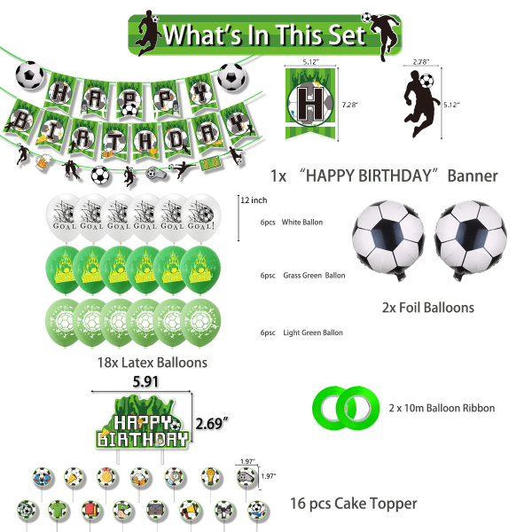 Fotboll Grattis på födelsedagen Ballong Set Latex Ballonger Party Dekoration Kit