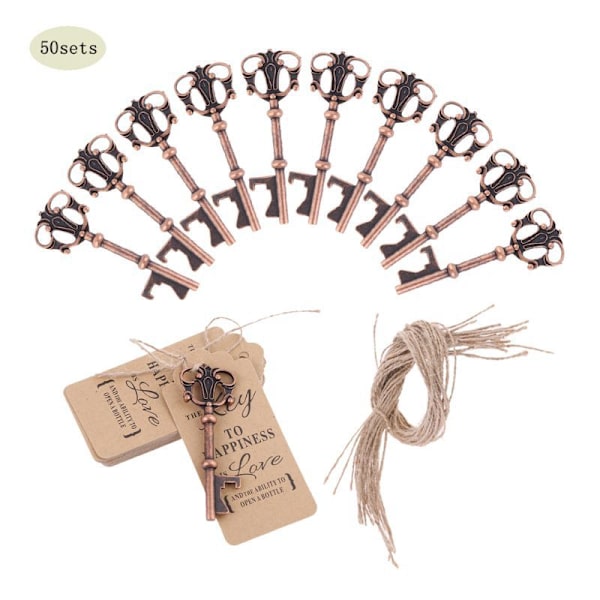 50 st Retro nyckel Bröllopsfavoriter Flasköppnare Gäst Souvenir Present Set