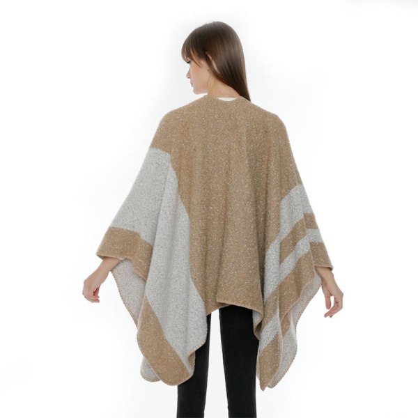 Varm Sjal Scarf Öppen Front Poncho Vinterkofta för Dam