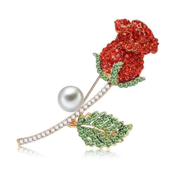 Corsage Rose Girl Brosch Rhinestone Inlagd Zink Alloy Brosch Pin