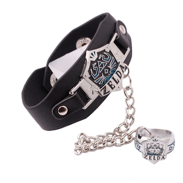 2st Ring Set 1 Zelda Lengend Anime Ring 1 Läderarmband för Cosplay