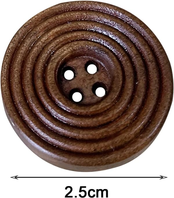 200 stk. 25 mm brune treknapper, 4-hulls utskårne runde knapper til søm og hobby