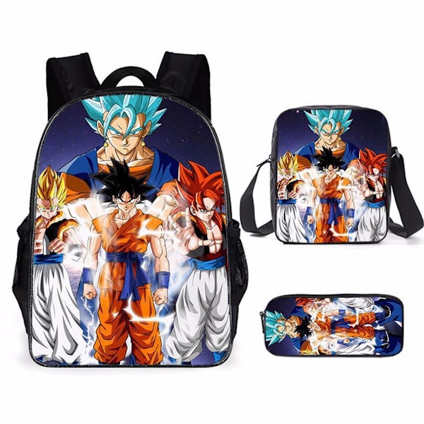 3st/ set Dragon Ball Super Saiyan printed set med case Pennfodral Skolväska Resor Dagsväska Lättviktsbokväskor