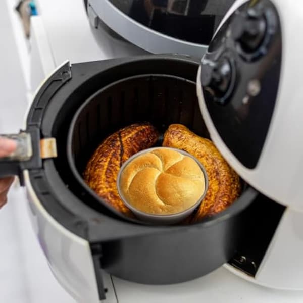 4 stk. Airfryer æggeforme, 4-tommer non-stick runde bageforme i kulstofstål