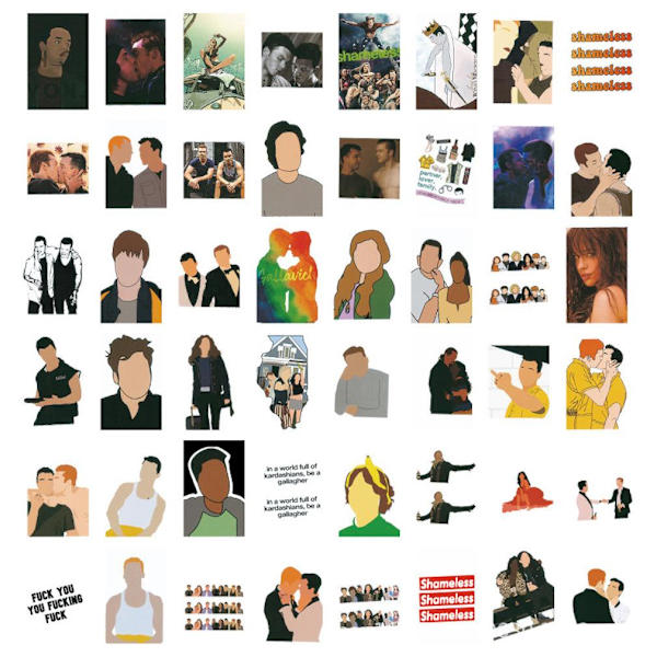 48 st Shameless Stickers Vattentät flaska Skateboard Dekal