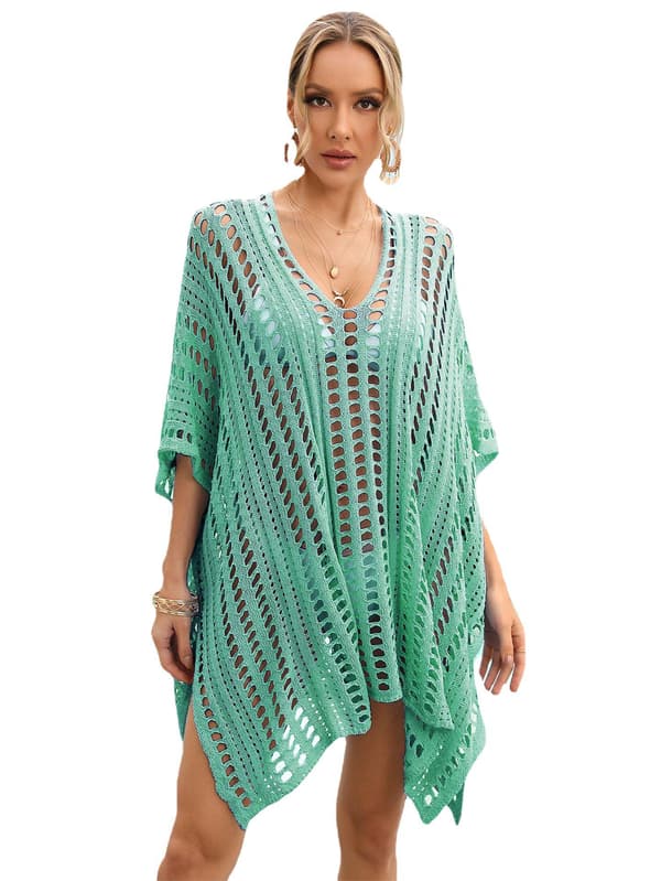 Plus Size Gradient Print Cardigan, Løs Lang Kaftan Strandovertræk til Badetøj, Ferie Maxikjole til Kvinder