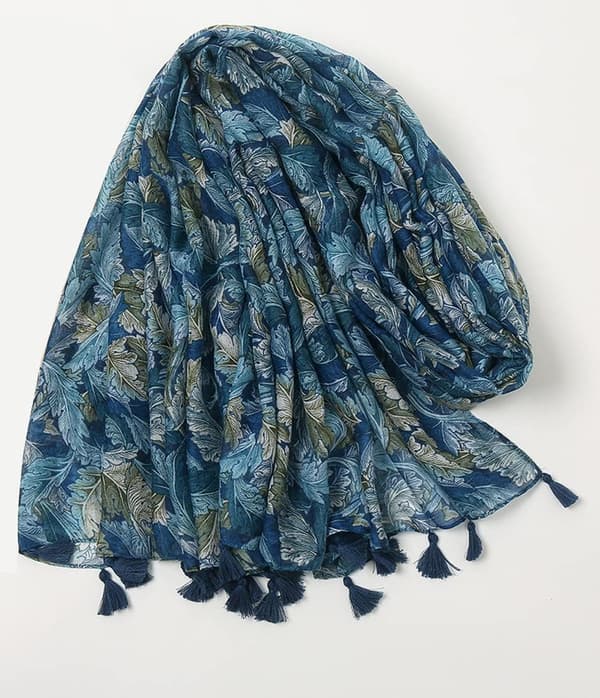 Blomstret tørklæde til kvinder, blødt og let med kvaster, langt oversized sjal