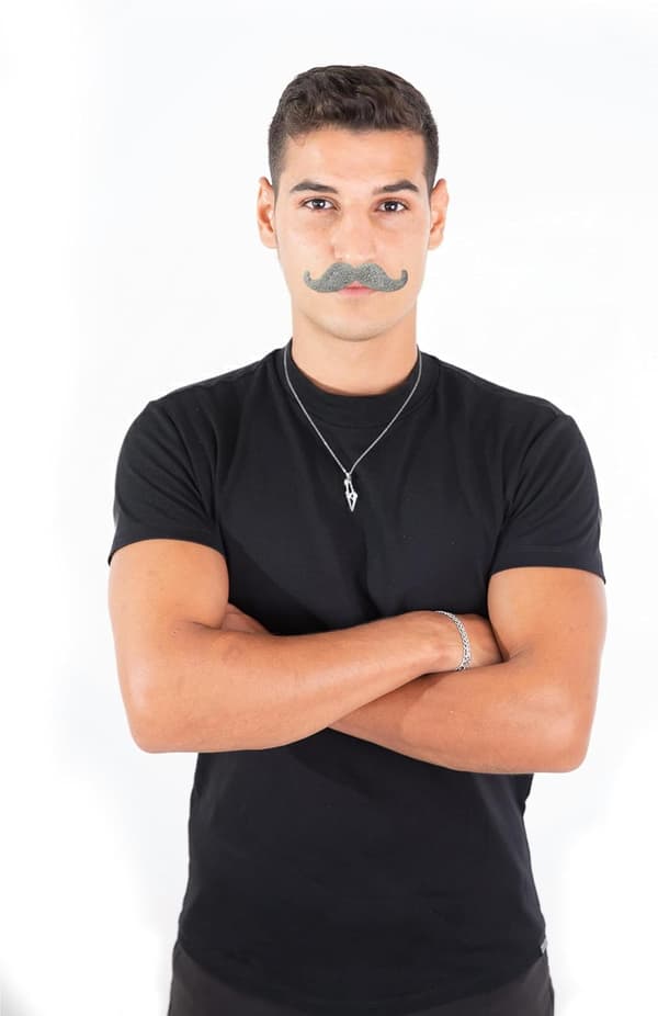12 st gråa lösmustascher självhäftande set för maskerad och fest
