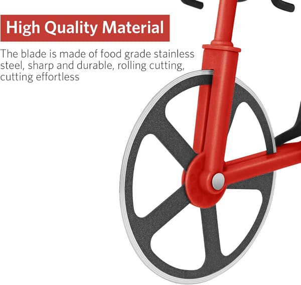 Cykelpizzaskærer med dobbelte rustfri stålhjul og non-stick knive