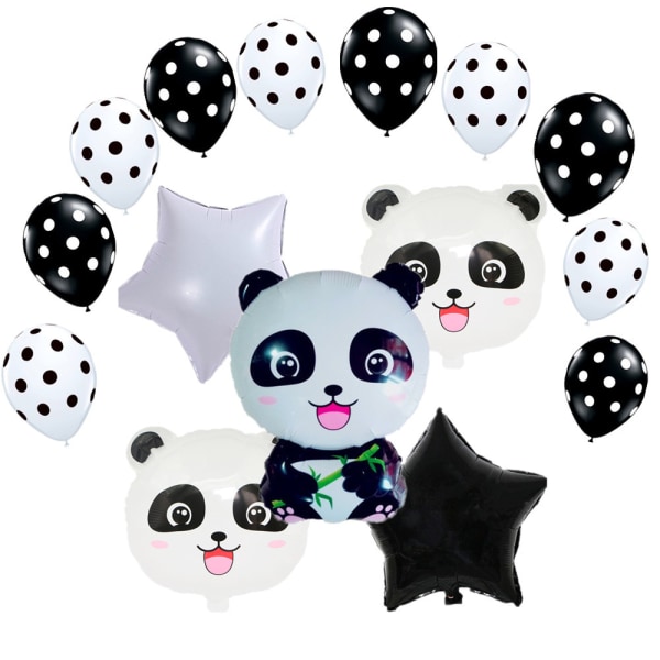 Söta Panda Folie Ballonger Födelsedag Latex Ballong Set Party Dekoration
