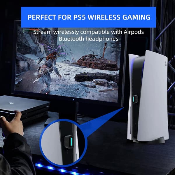USB Bluetooth-ljudadapter med aptX Low Latency för PS5, PS4, PC och Mac