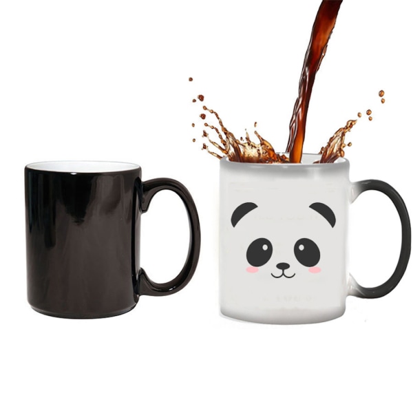 Panda färgskiftande mugg Keramisk kaffemugg Thermal tekopp Nyhetspresent