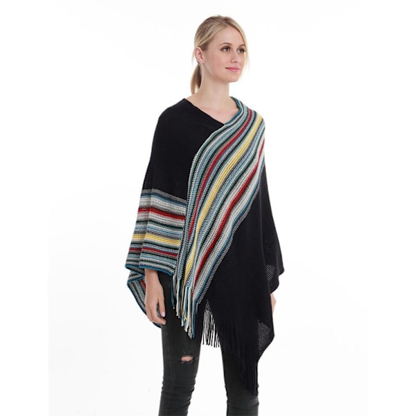 Pullover Cape Loose Lättviktsjacka stickning Poncho för dam