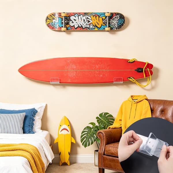 2-pack väggfästen för skateboard i akryl för horisontell upphängning