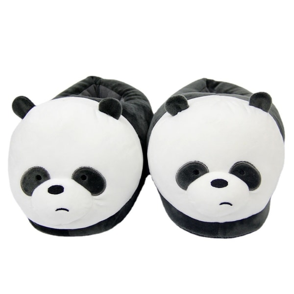 Chinelos de pelúcia fofos Panda quentinhos antiderrapantes para casa