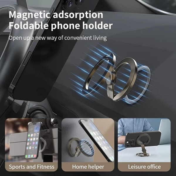 Magnetiskt Fidget Spinner-telefonstativ, 360° vikbart dubbelringsgrepp