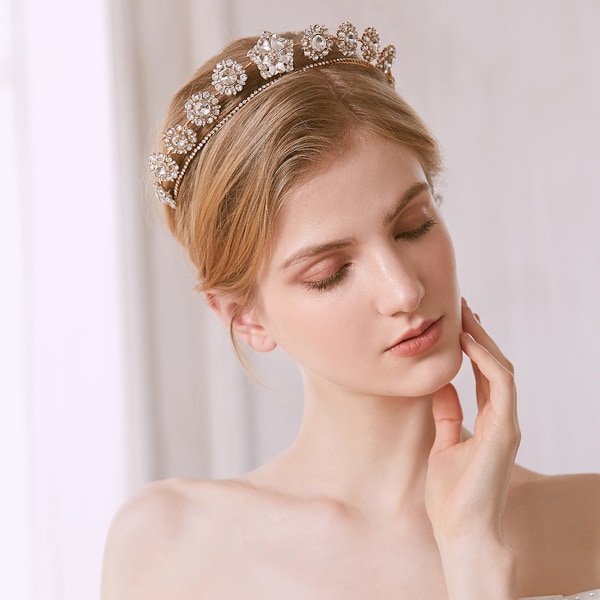 Vintage Flower Wedding Crown Crystal Tiara eleganta smycken