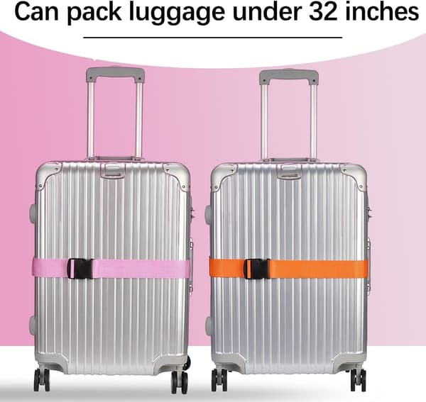 2-pack justerbara bagageremmar med snabbspännen, rosa reseaccessoar
