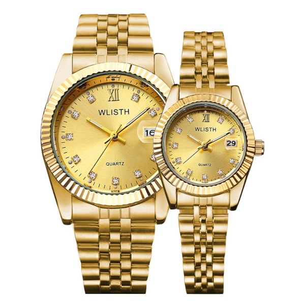 2st Par Casual Armbandsur Watch Watch Guld Urtavla med datum