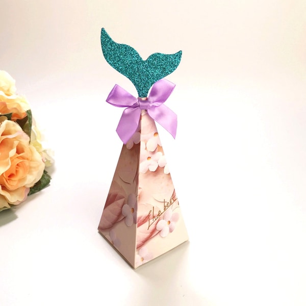 50 st sjöjungfrufest godislådor Favor Box Kreativa papper godislådor för bröllopsfest födelsedag