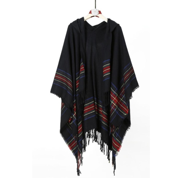 Luvtröja Scarf Elegant sjal Wrap varm poncho med tofs för Lady Etnisk stil