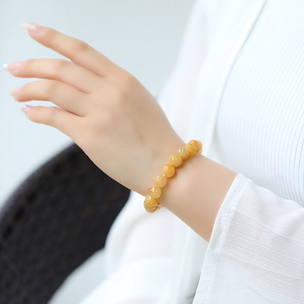 Dragon Jade Lotus Bead Armband 10Mm Lycklig Old Topaz Single Circle Armband Kristallsmycken
