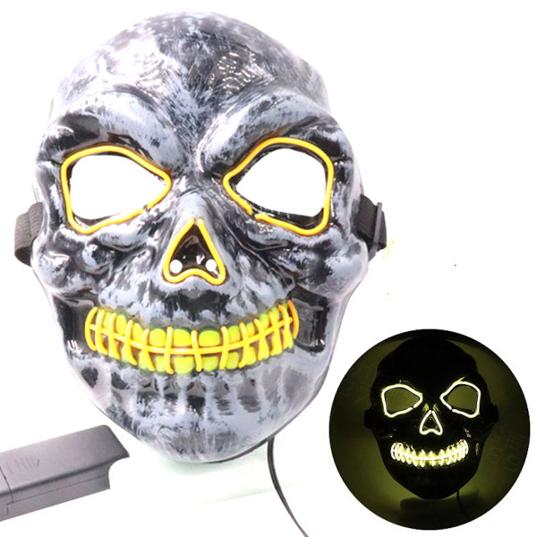 Skeleton Luminous Mask LED Halloween Cosplay Kostym rekvisita