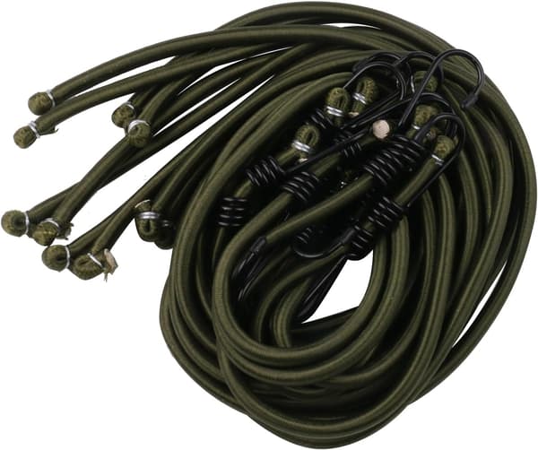 10 stk. 100 cm kraftige elastiksnore med kroge til camping og bagage
