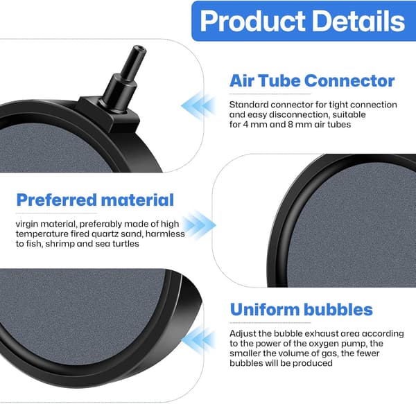 2-pack akvarieluftstenar, 10 cm runda bubbelspridare för akvarier