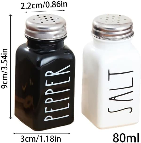 2-pack salt- och pepparkar i glas med lock i rostfritt stål, modern design